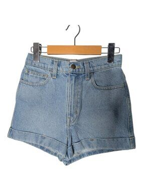 American Apparel High-Waisted Cuff Denim Shorts – Size 26 Light Wash